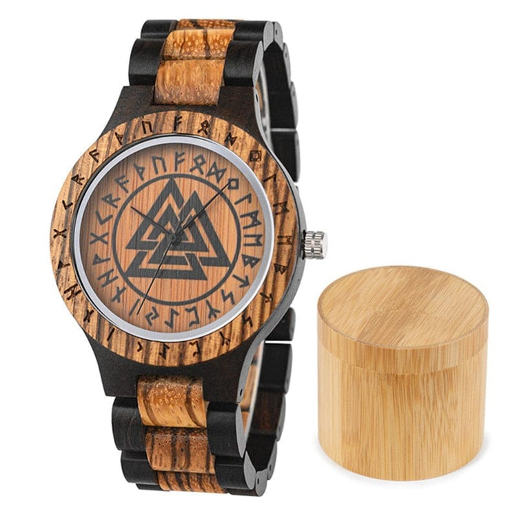 Valknut Wooden Watch - Odin's Hall Valknut Wooden Watch - Odin's Hall