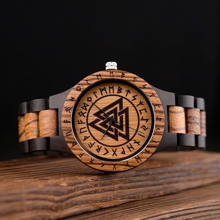 Valknut Wooden Watch - Odin's Hall Valknut Wooden Watch - Odin's Hall