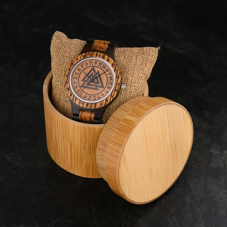 Valknut Wooden Watch - Odin's Hall Valknut Wooden Watch - Odin's Hall