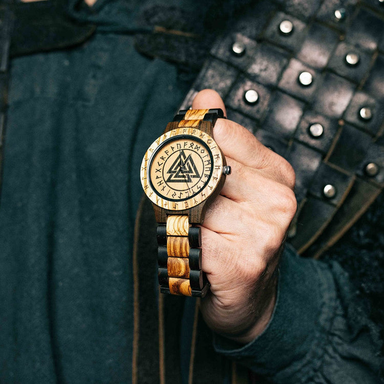 Valknut Wooden Watch - Odin's Hall Valknut Wooden Watch - Odin's Hall