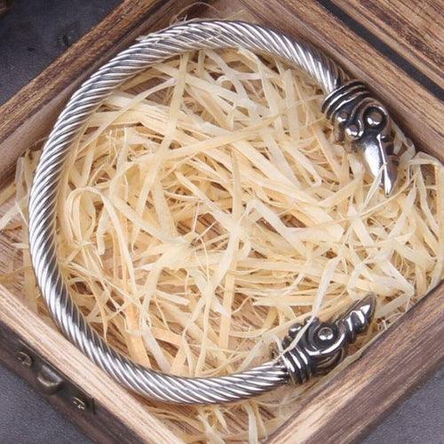 Bracelet Bracelet de Loyauté Viking - Corbeaux d'Odin Argent lissé