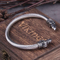 Viking Loyalty Bracelet - Odin's Crows Silver Smooth Viking Loyalty Bracelet - Odin's Crows Silver Smooth