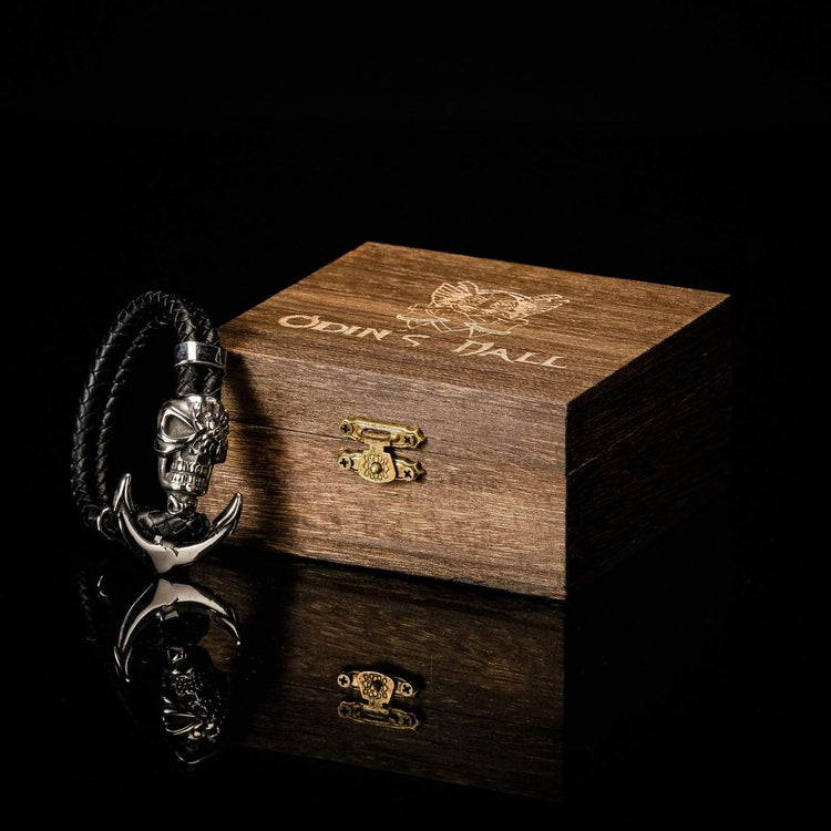 Leather Viking Skull Bracelet Leather Viking Skull Bracelet