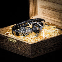 Leather Viking Skull Bracelet Leather Viking Skull Bracelet
