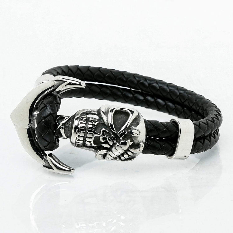 Leather Viking Skull Bracelet Leather Viking Skull Bracelet