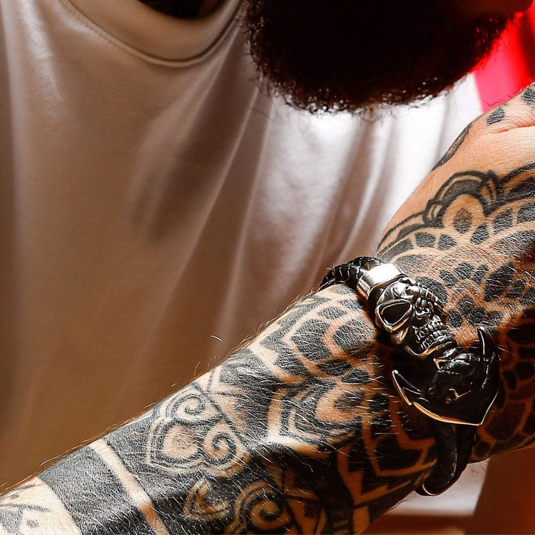 Leather Viking Skull Bracelet Leather Viking Skull Bracelet