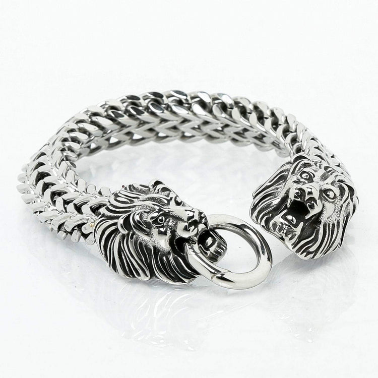 Viking Double Lion Head Bracelet - Stainless Steel Viking Double Lion Head Bracelet - Stainless Steel