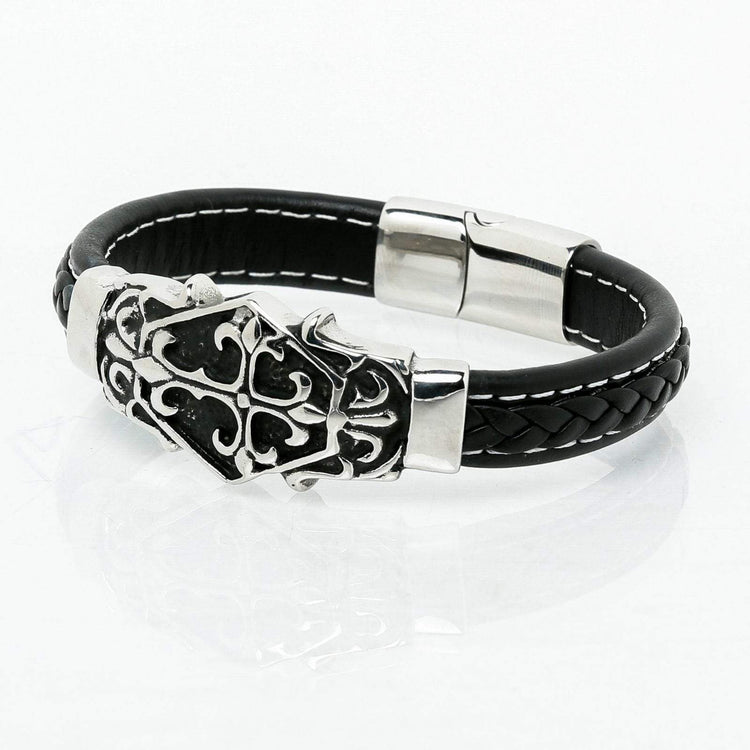 Viking bracelet with Christian engraving in leather Viking bracelet with Christian engraving in leather