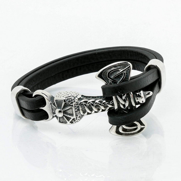 Viking Bracelet Heavy Leather Axe Viking Bracelet Heavy Leather Axe