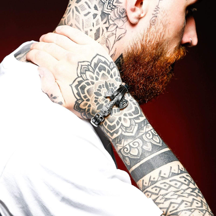 Viking Bracelet Heavy Leather Axe Viking Bracelet Heavy Leather Axe