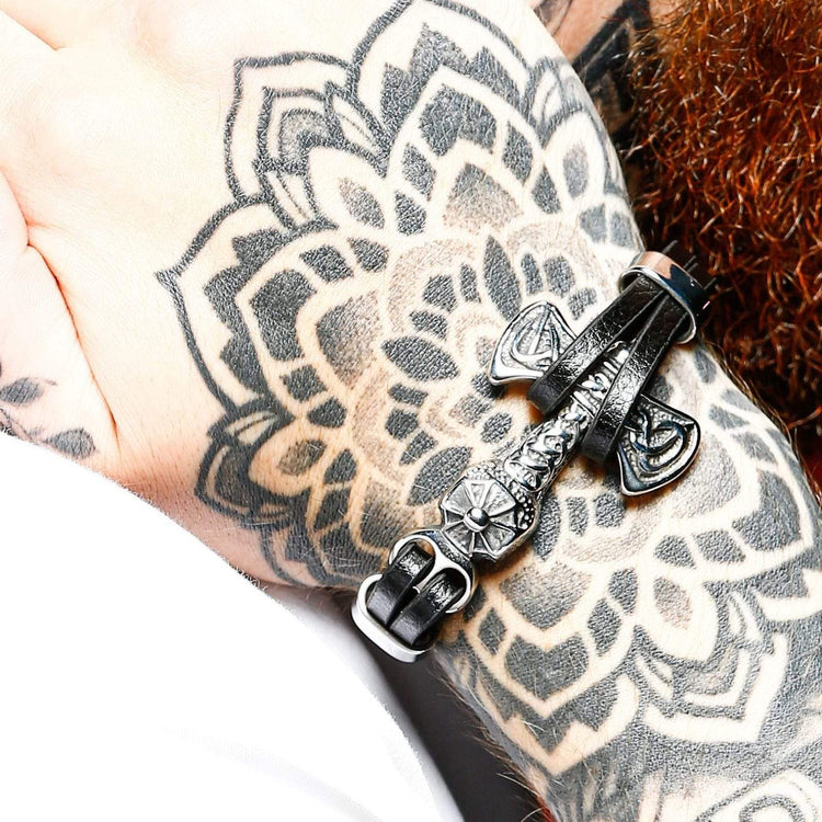 Viking Bracelet Heavy Leather Axe Viking Bracelet Heavy Leather Axe