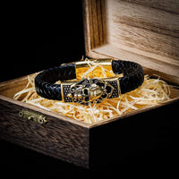 Leather Viking Bracelet Skull Leather Viking Bracelet Skull