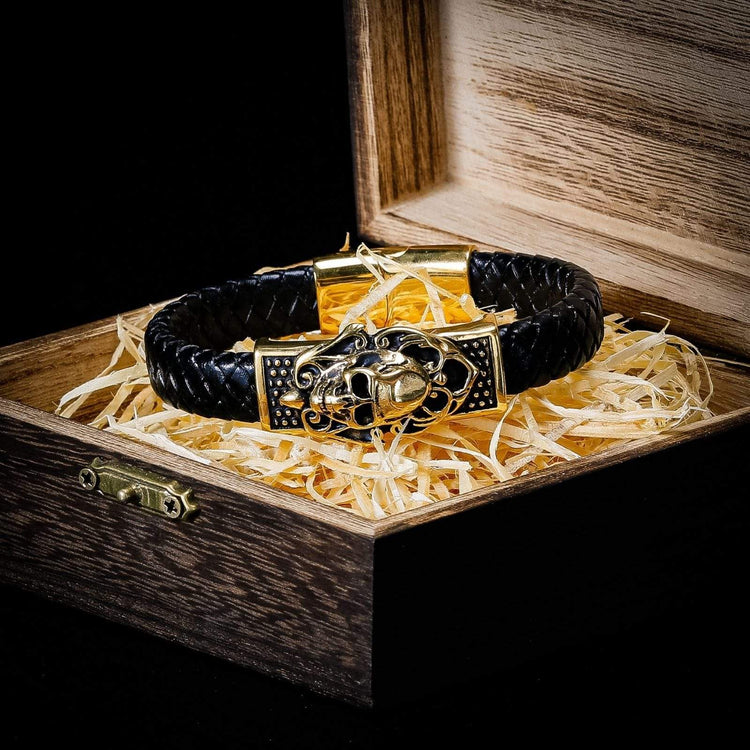 Leather Viking Bracelet Skull Leather Viking Bracelet Skull