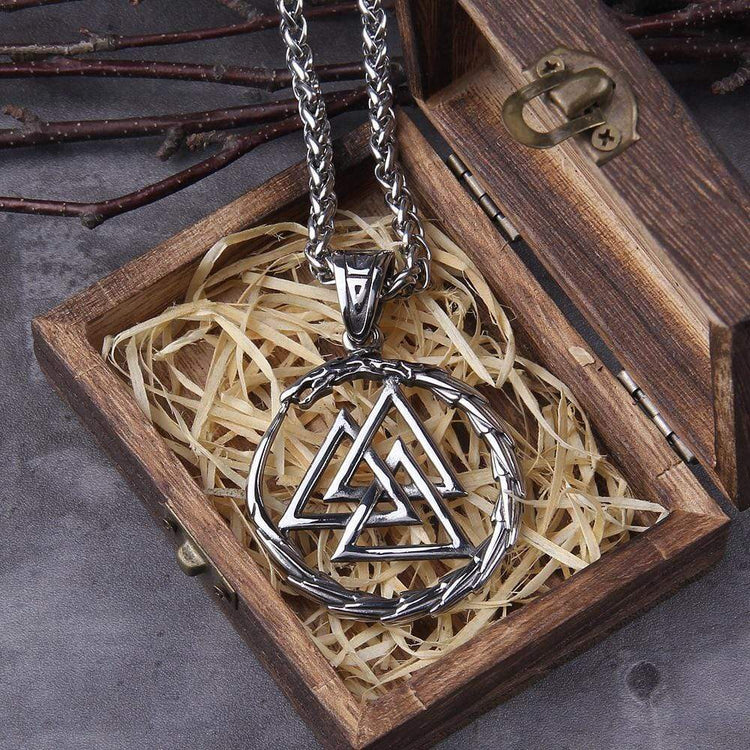 Valknut necklace with dragon guardian of souls Valknut necklace with dragon guardian of souls