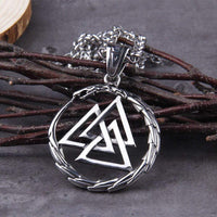 Valknut necklace with dragon guardian of souls Valknut necklace with dragon guardian of souls