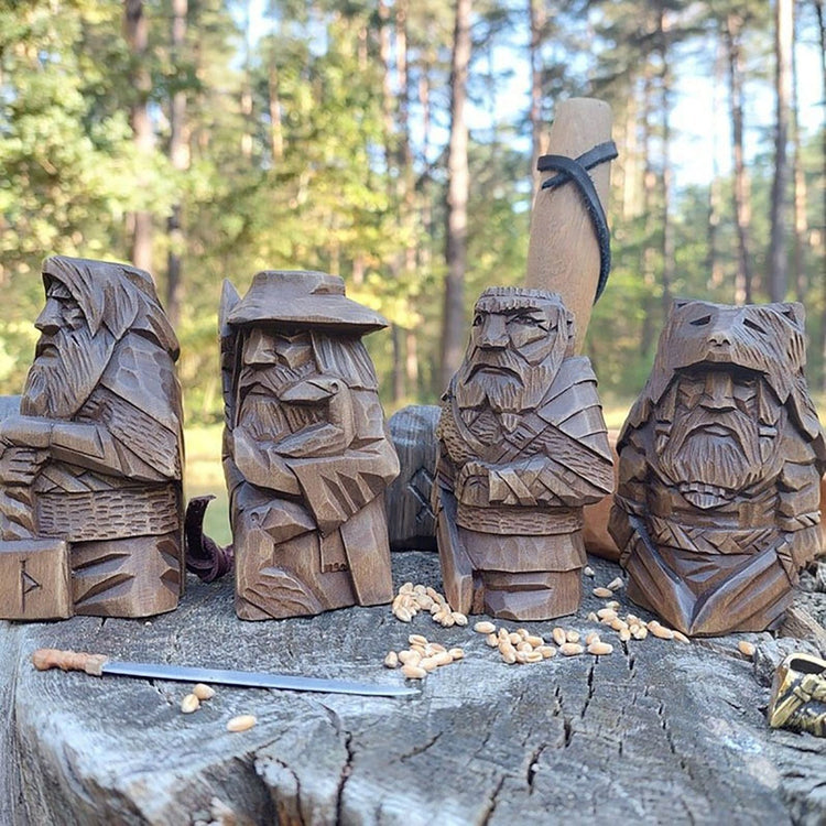 Wooden Viking statuette of Nordic gods Wooden Viking statuette of Nordic gods