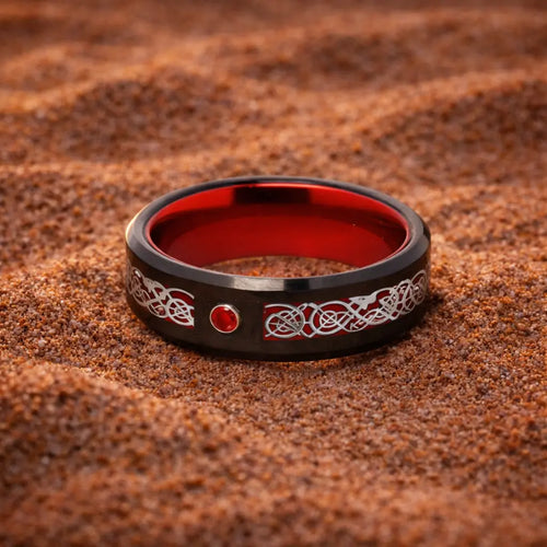 Bague symbolique Bague de Jarl "Sang du Valhalla" en Tungstène - Odins Hall