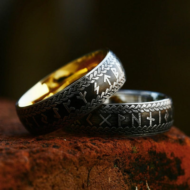 Viking Ring "Midgard Ring Braided with Runes