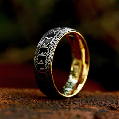 Viking Ring "Midgard Ring Braided with Runes
