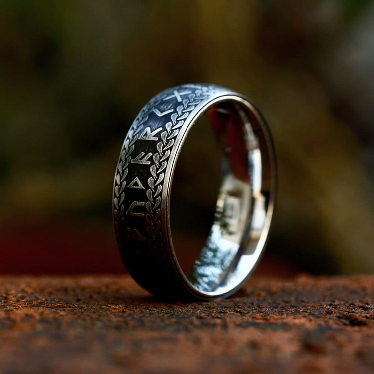 Viking Ring \"Midgard Ring Braided with Runes