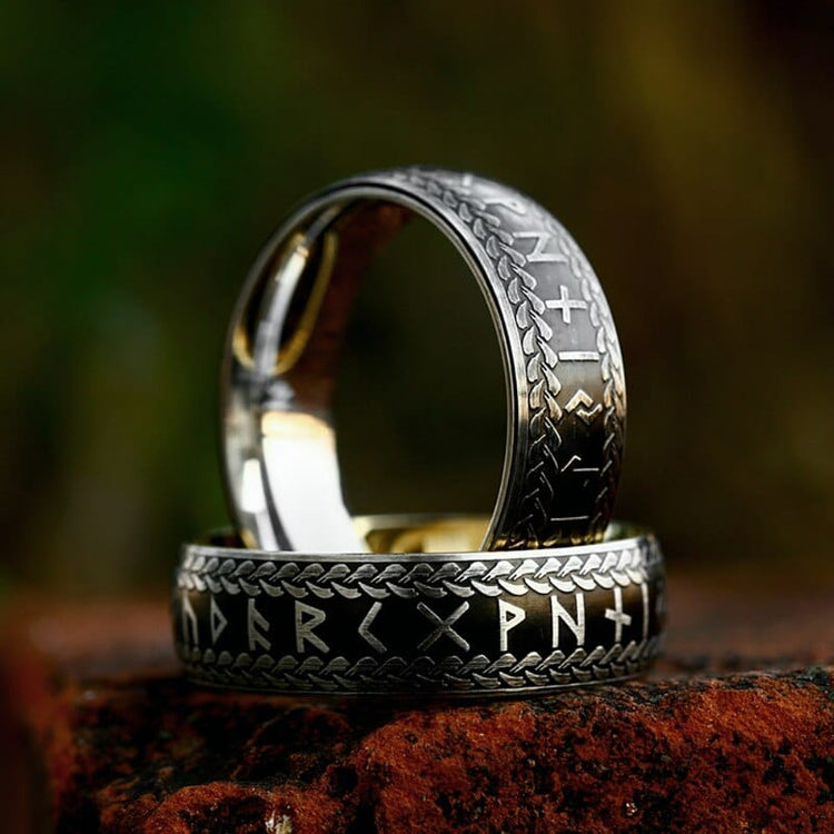 Viking Ring "Midgard Ring Braided with Runes