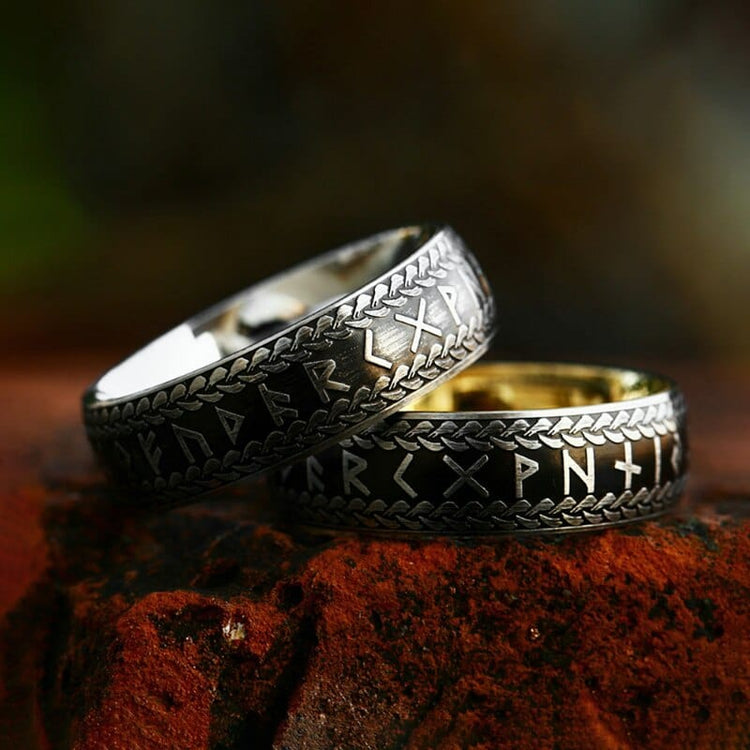 Viking Ring "Midgard Ring Braided with Runes