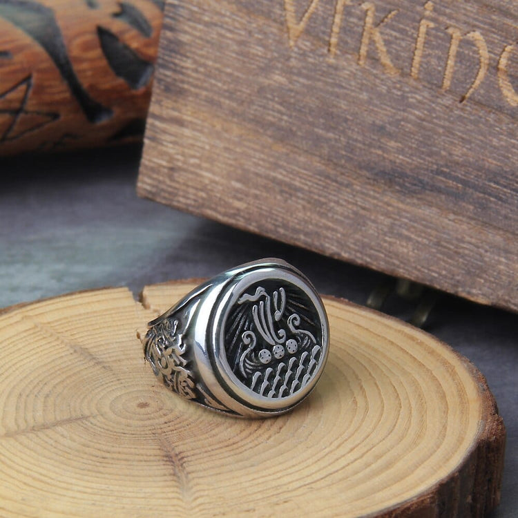 Viking Ring \"Ring of Jormungandr: The Eternal Drakkar\".