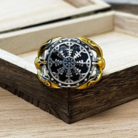 Viking ring - Vegvisir Guardian Ravens