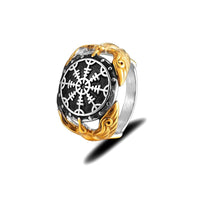 Viking ring - Vegvisir Guardian Ravens