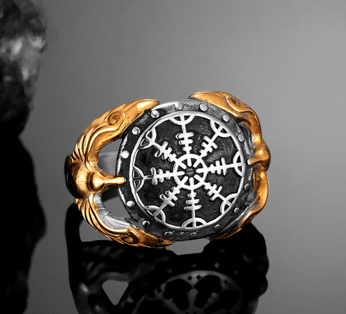 bague Bague Viking - Corbeaux Gardiens du Vegvisir - Odins Hall