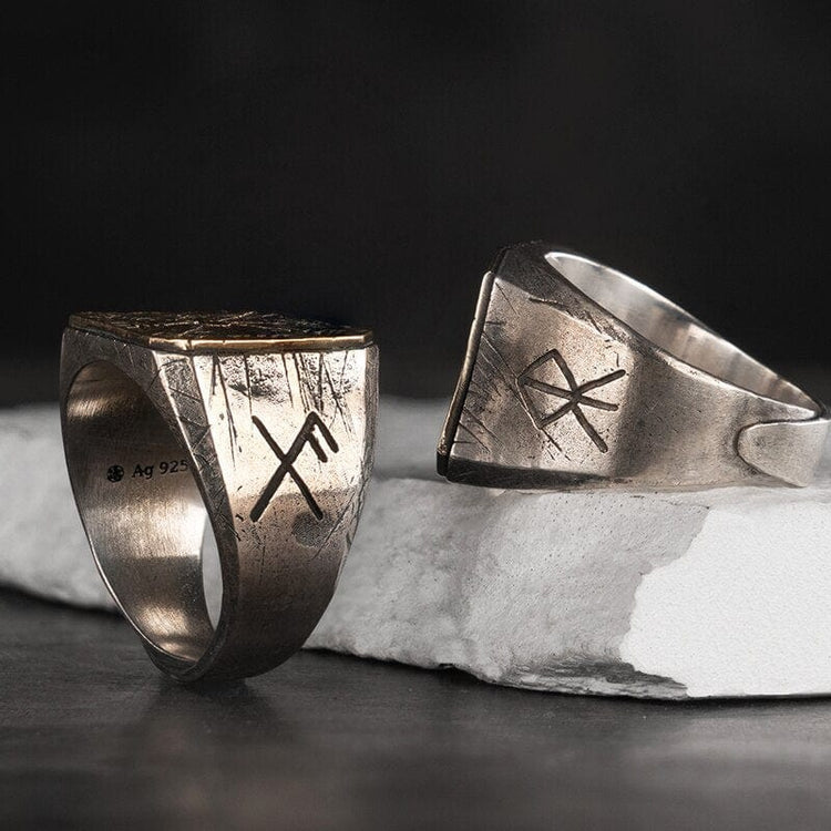 925 Sterling Silver Viking Ring - Nordic Compass Ring