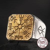 925 Sterling Silver Viking Ring - Nordic Compass Ring