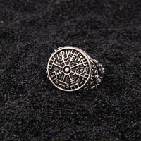 925 Sterling Silver Viking Ring - Vegvisir Leafing