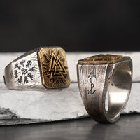 925 Sterling Silver Viking Ring - Le Valknut Solaire