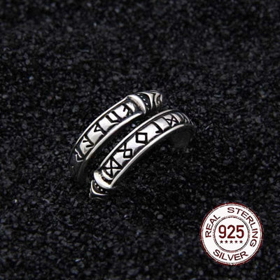 925 Sterling Silver Viking Ring - Snake Rune
