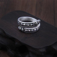 925 Sterling Silver Viking Ring - Snake Rune