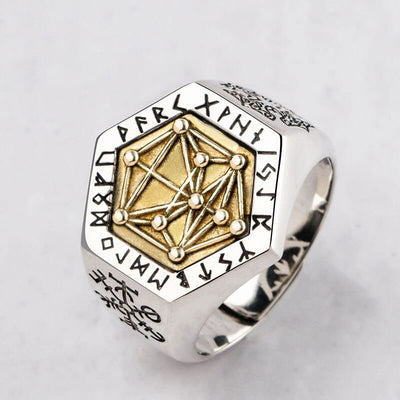925 Sterling Silver Viking Ring - Kabbalistic Totem