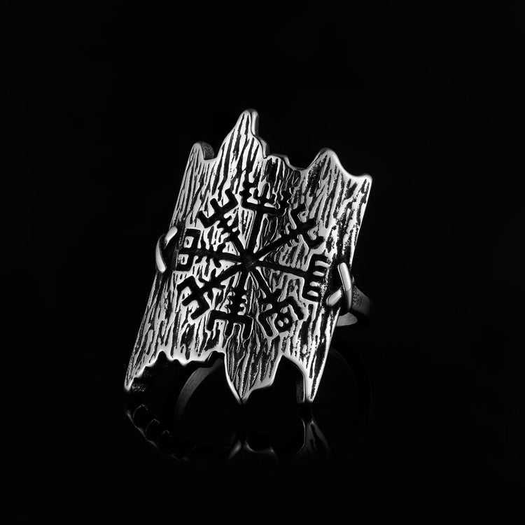 Viking ring l'écorse engraved with Vegvisir