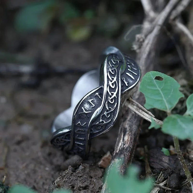 Distorted rune viking ring