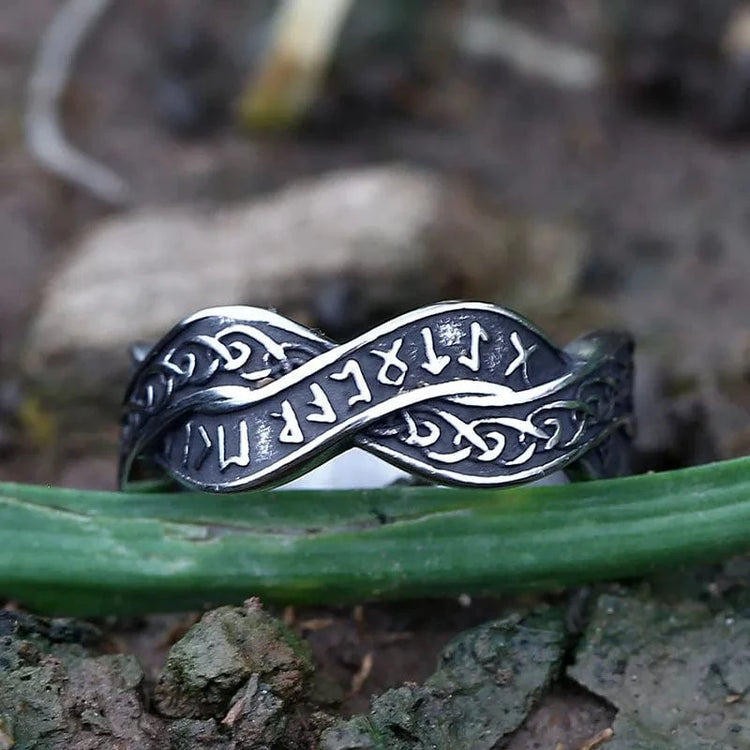 Distorted rune viking ring