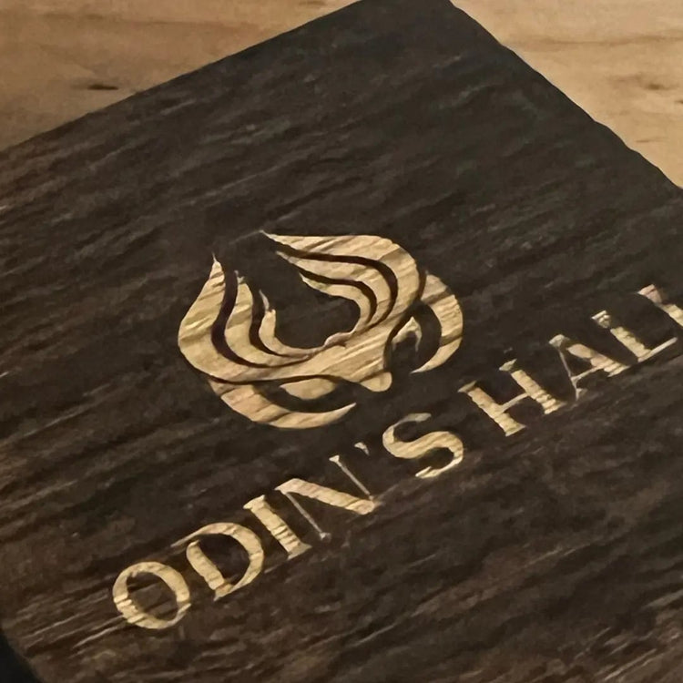 Wooden box engraving Odin's Hall