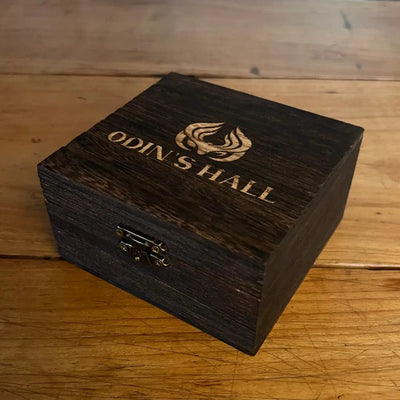 Wooden box engraving Odin's Hall