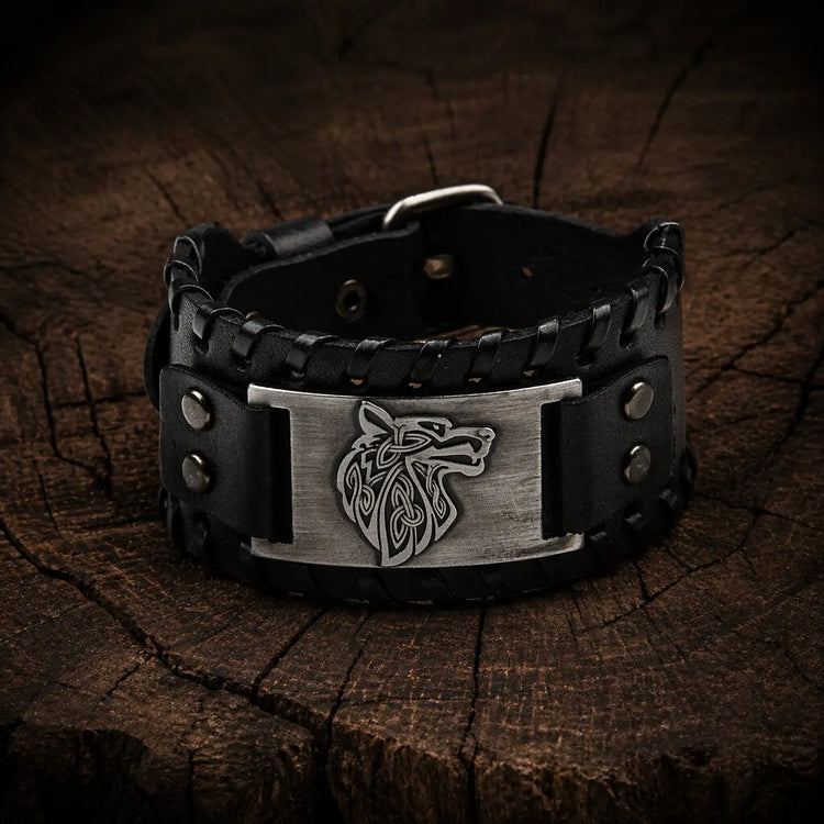 Adjustable Leather Bracelet - Fenrir Wolf®