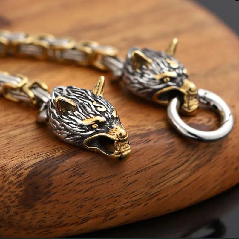 Viking Fenrir Wolf Bracelet with Beads & Braided Leather Band – West Wolf  Renaissance