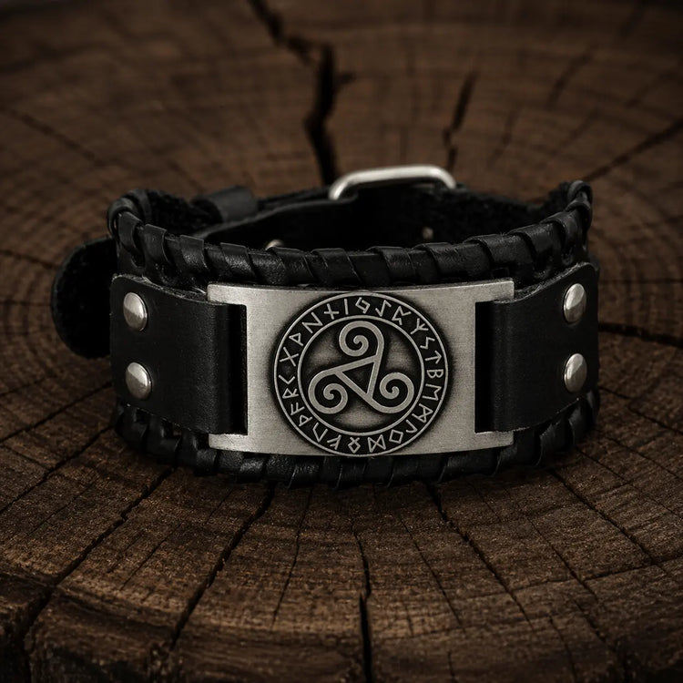 Breton Triskele Leather Bracelet