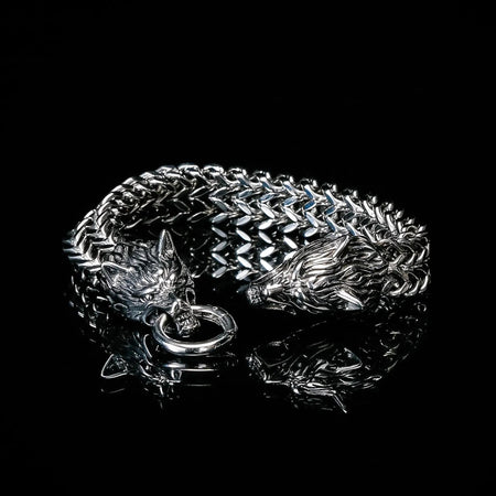 Viking Bracelet Fenrir Head - Stainless Steel