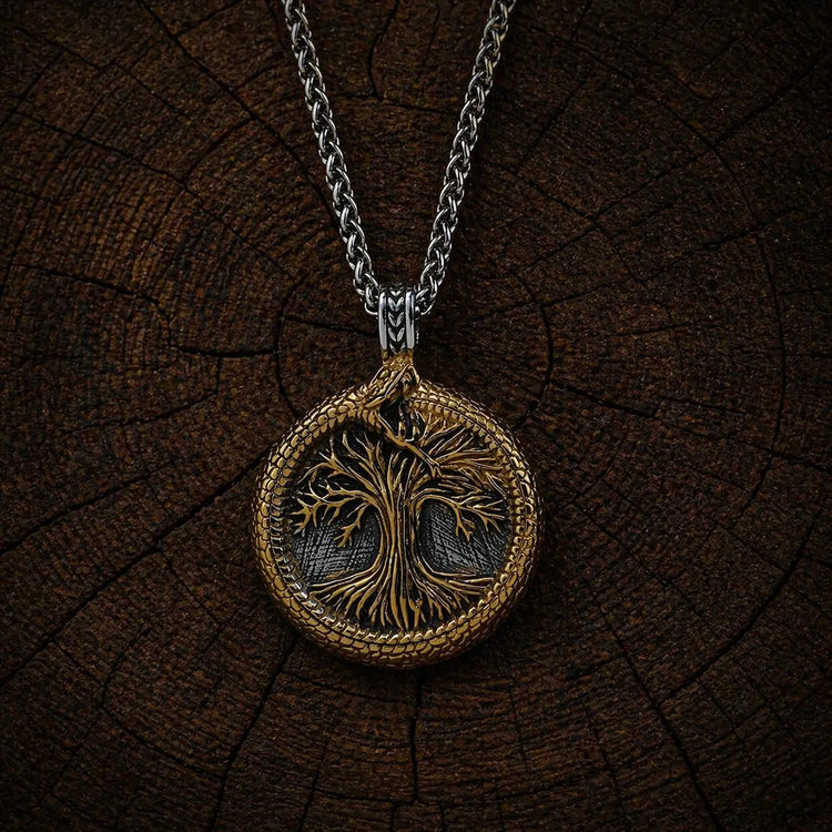 Sacred Tree of Yggdrasil Necklace with Jörmungand
