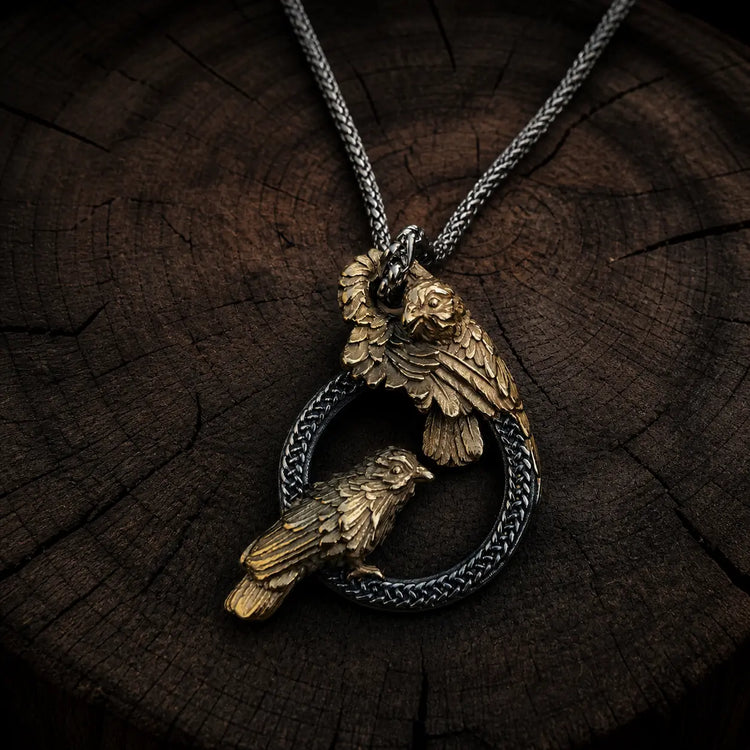 Odin's Raven Messengers Necklace in Stainless Steel
