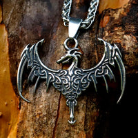 Big silver dragon necklace