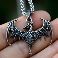 Big silver dragon necklace